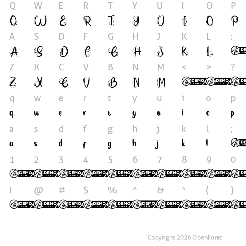 Character Map of Start Now Demo Regular