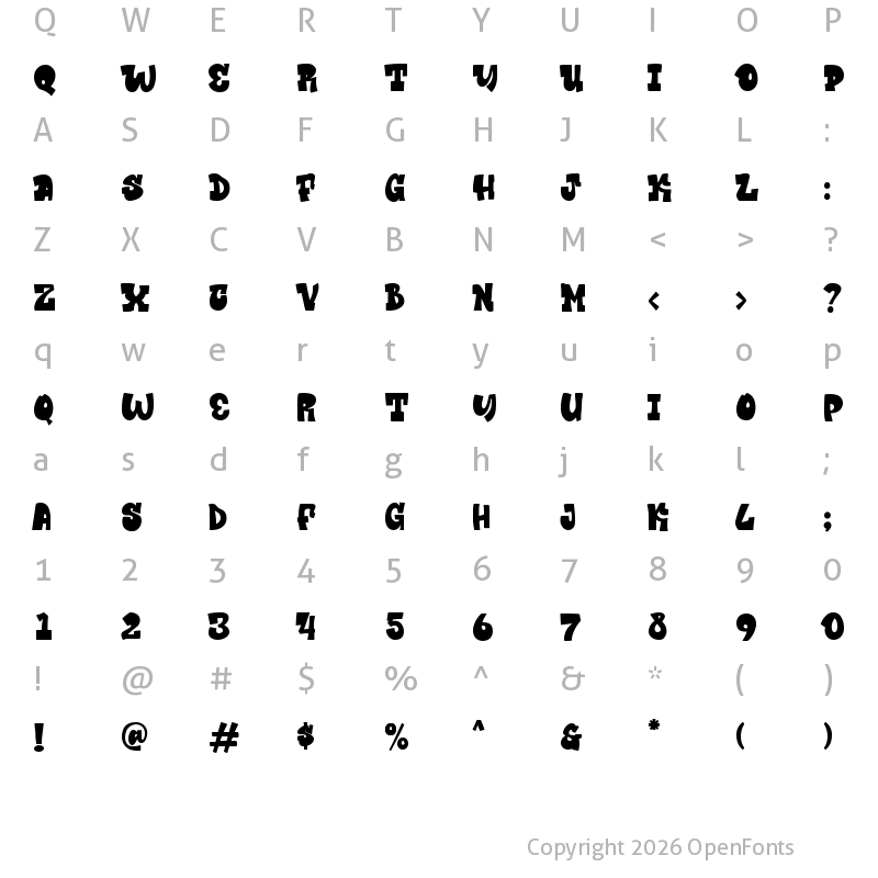 Character Map of Stay Chill Regular