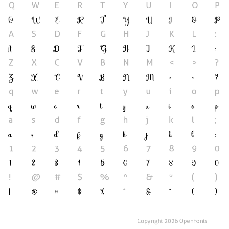 Character Map of Stay Smile Regular