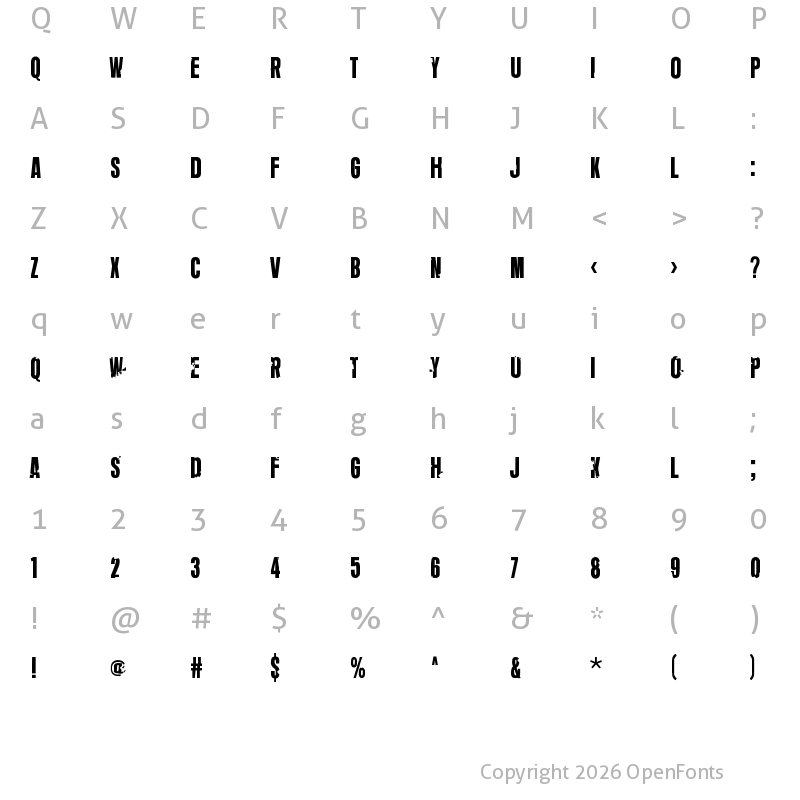 Character Map of Stay Strrrange Regular