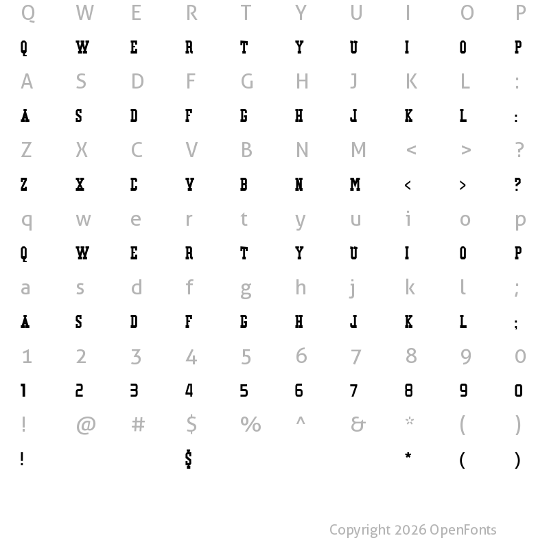 Character Map of Stazione Termini Regular