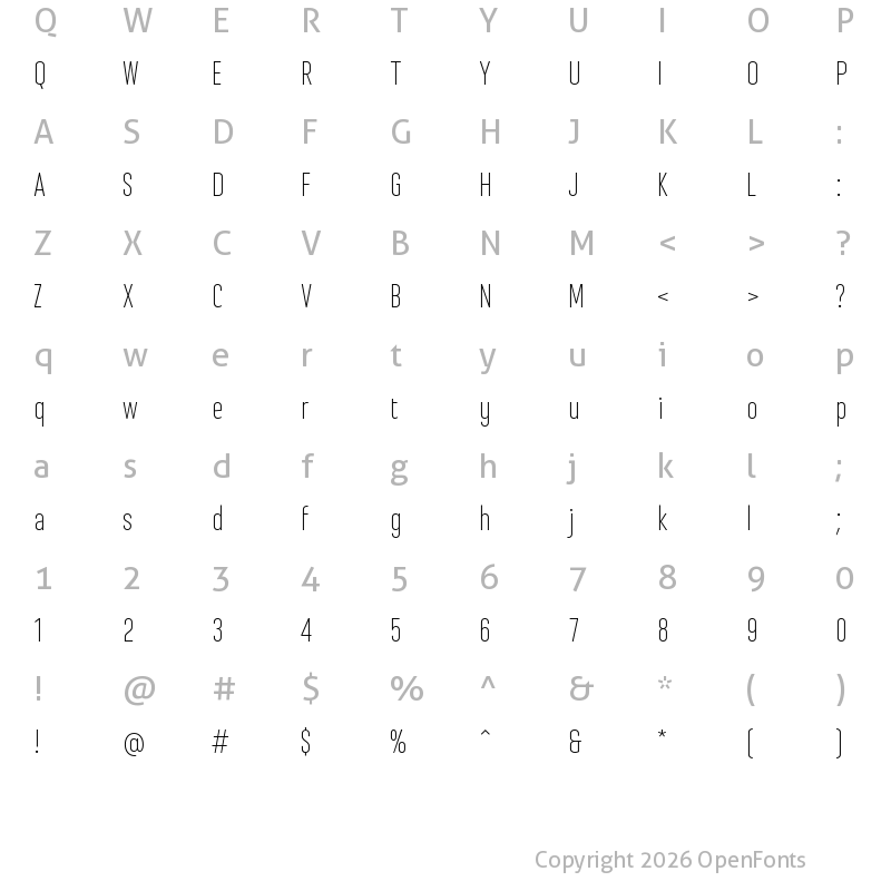 Character Map of Steclo Extra Light