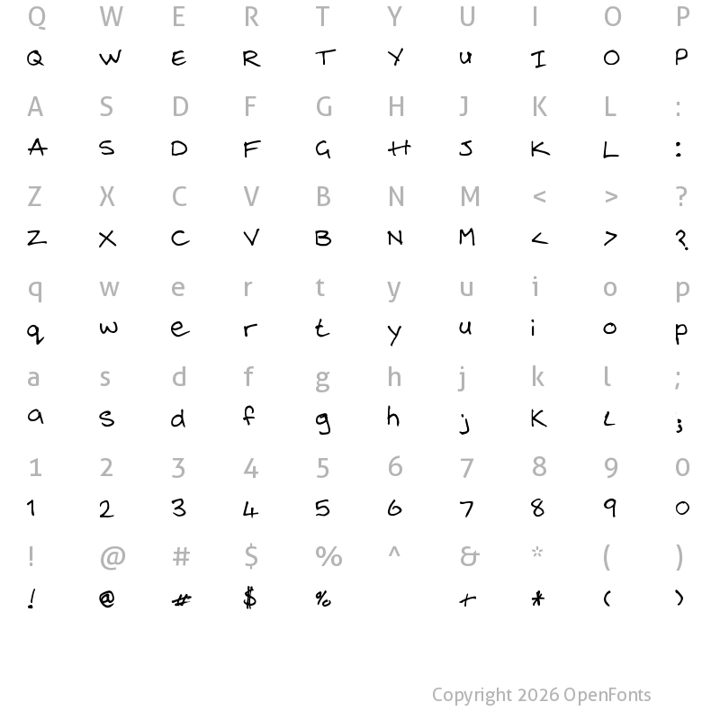Character Map of steelgohsts handwriting Medium
