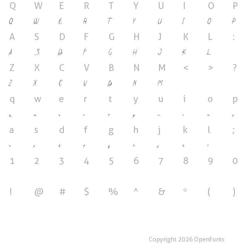 Character Map of Steffi Ondey Regular
