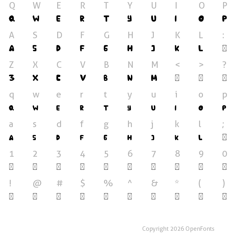 Character Map of Stepballoon Demo Regular