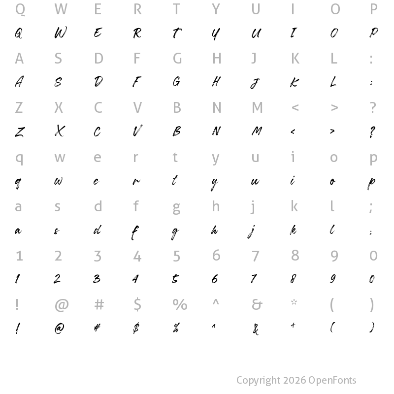 Character Map of Stephile Script
