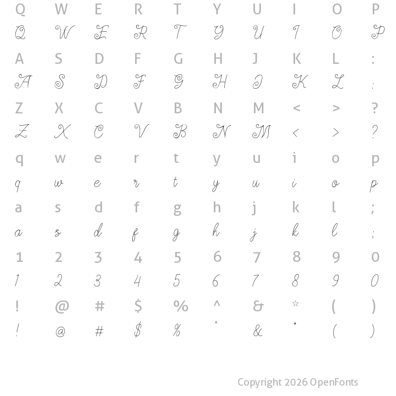 Character Map of Stevilla Script