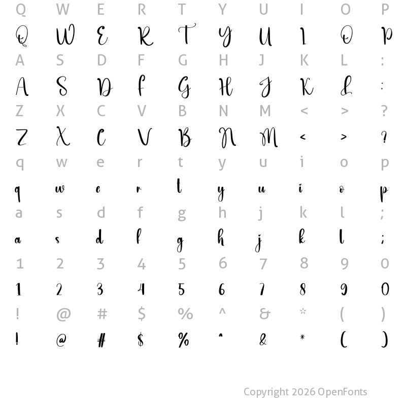 Character Map of Stick Regular