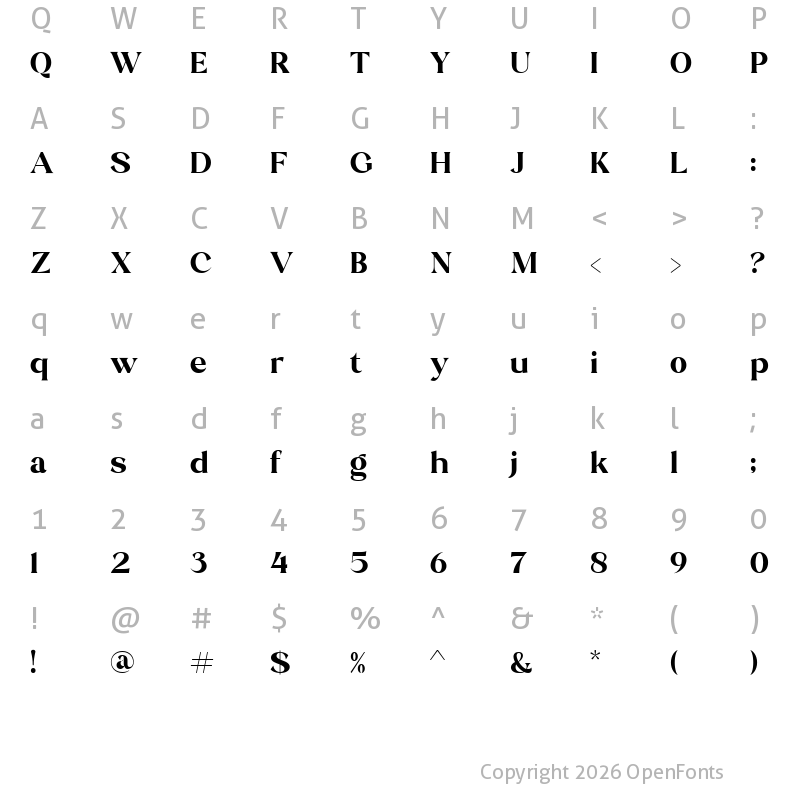 Character Map of Stiepa Serif Regular