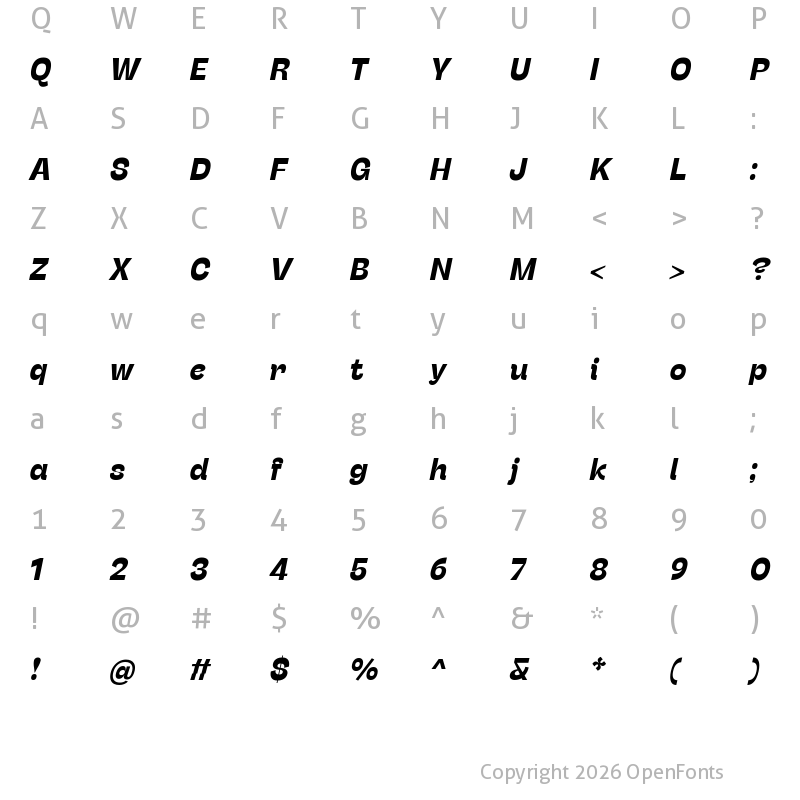Character Map of Stinger Bold Italic