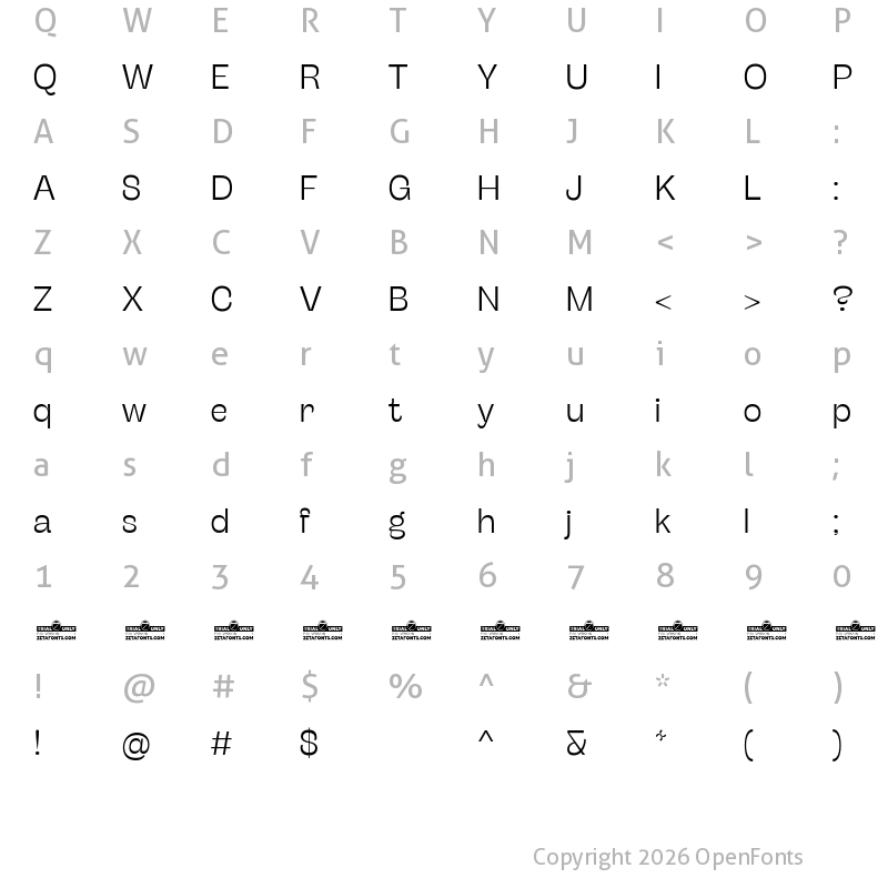 Character Map of Stinger Fit Trial Light