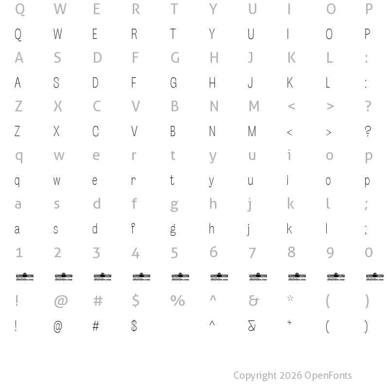 Character Map of Stinger Slim Trial Thin