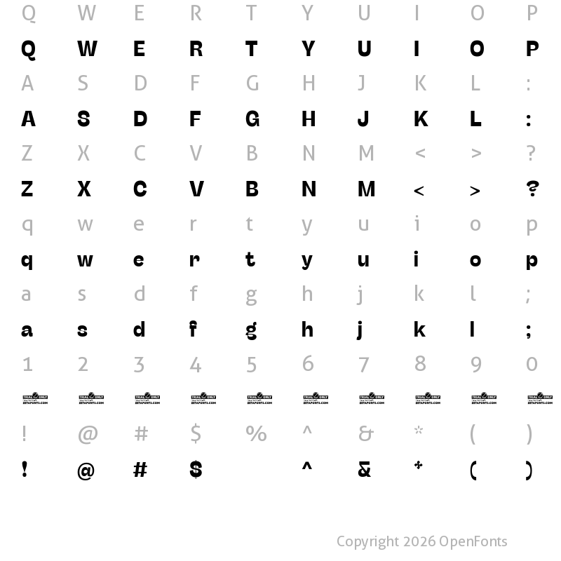 Character Map of Stinger Trial Bold