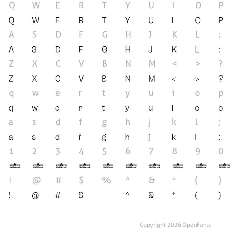 Character Map of Stinger Trial Light