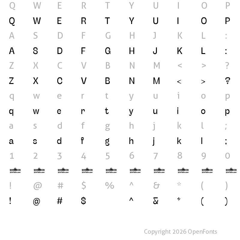 Character Map of Stinger Trial Regular