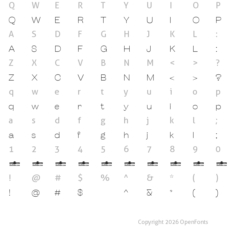 Character Map of Stinger Wide Trial Thin