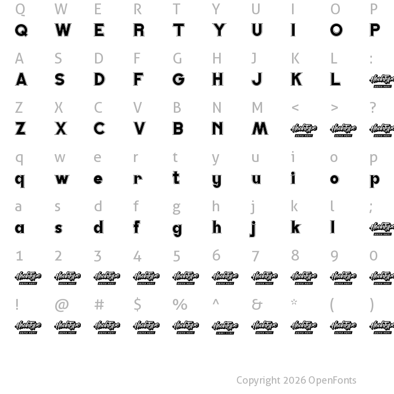 Character Map of Stoppage Demo Regular