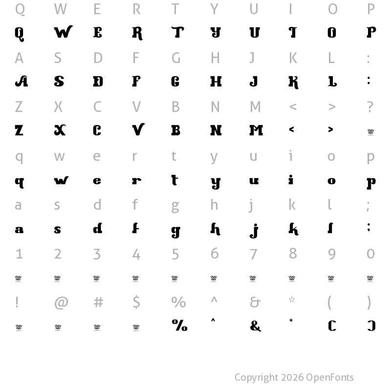 Character Map of Stout Boots Regular