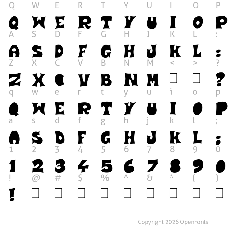 Character Map of Strawberry Fields Regular