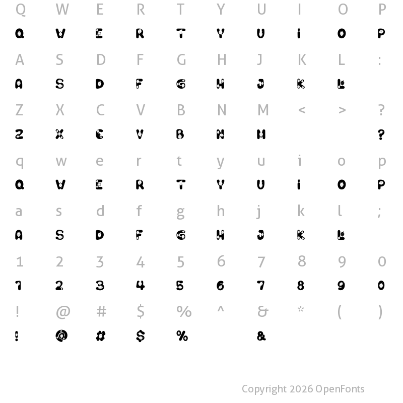 Character Map of Strawberry Regular