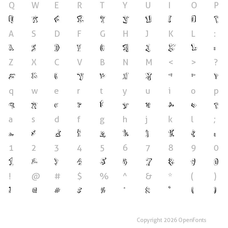 Character Map of Street 2 Art Regular