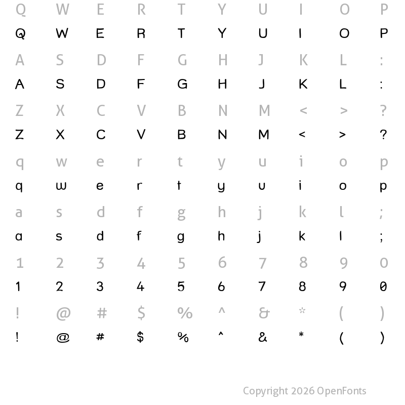 Character Map of Street Freehand Regular