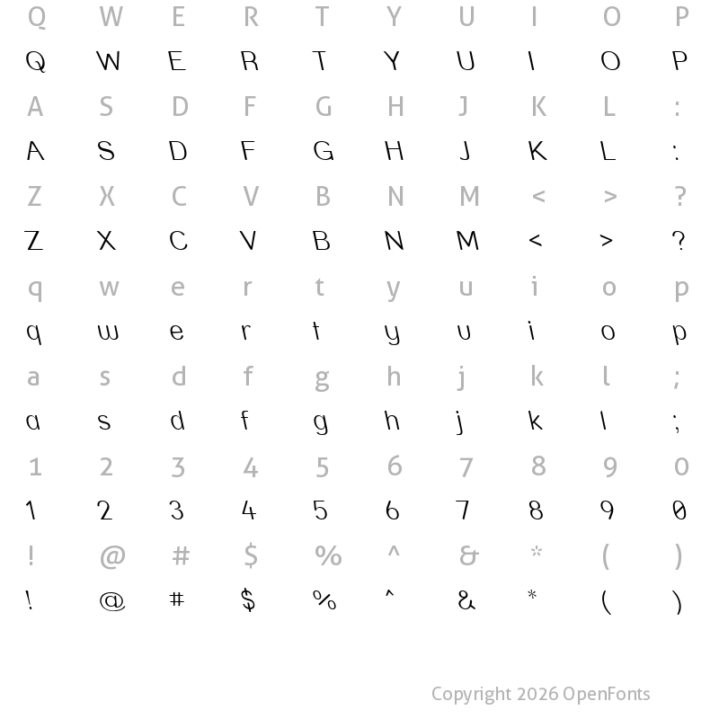 Character Map of Street  Light Rev Regular