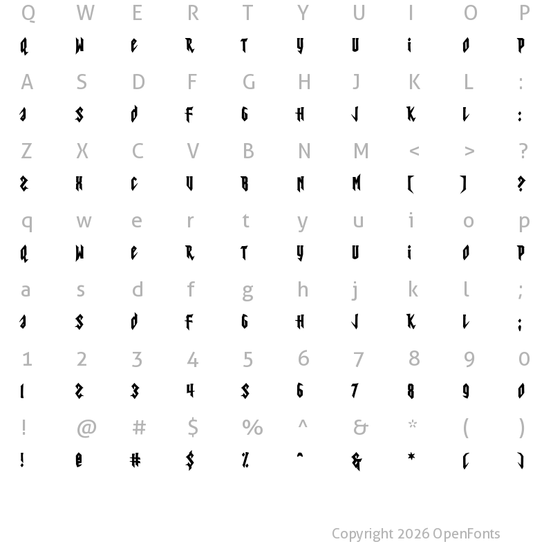 Character Map of Street Threat Regular