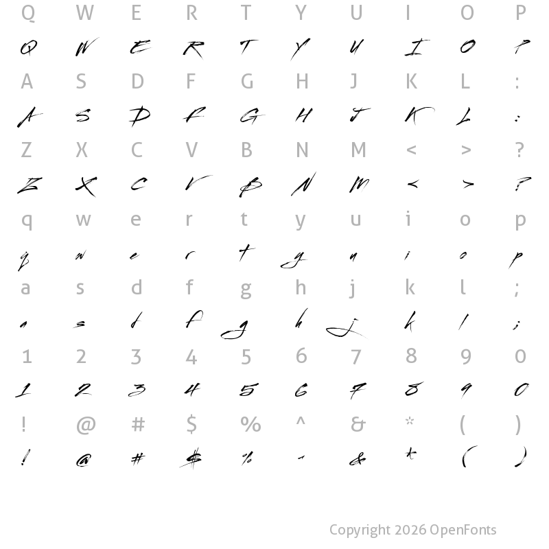 Character Map of Streetbrush Regular