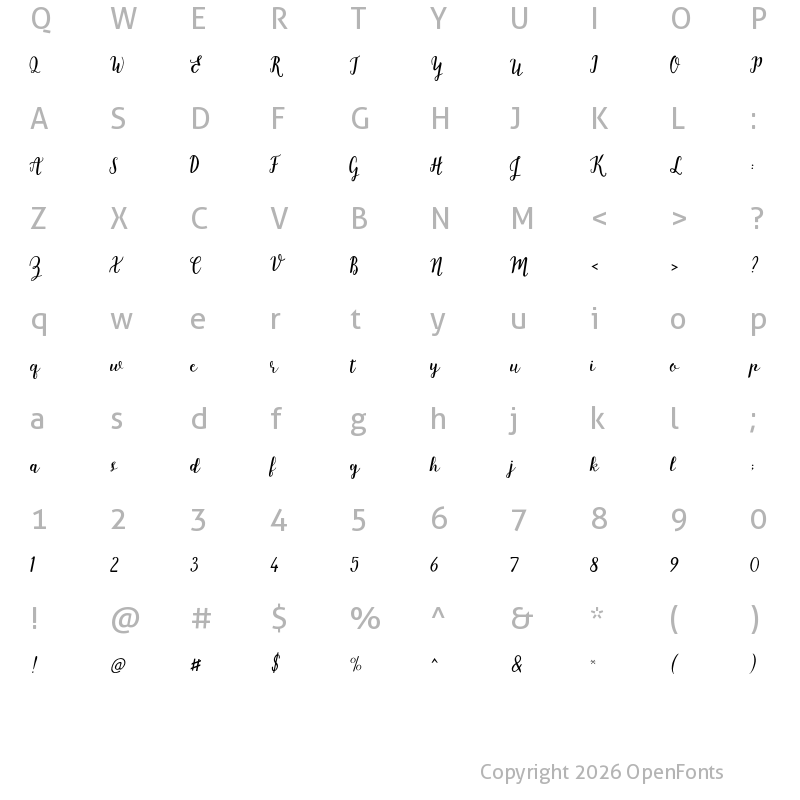 Character Map of Strengthen Script Regular