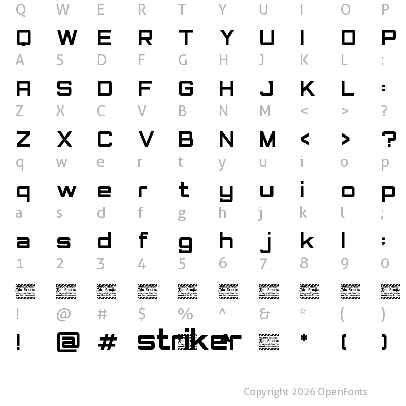 Character Map of Striker Regular