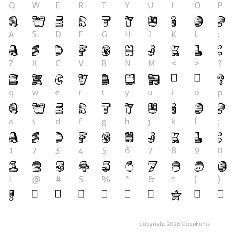 Character Map of stripe3D Regular