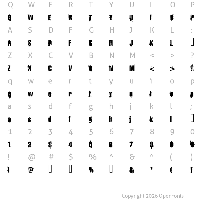 Character Map of StrokeyBacon Regular