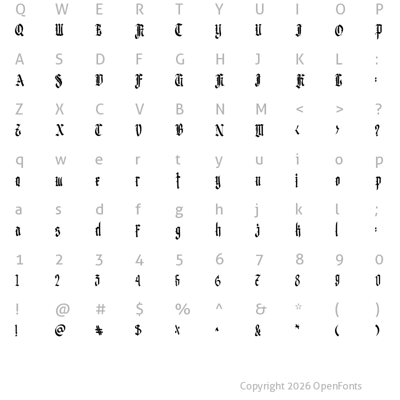 Character Map of stunegart Regular