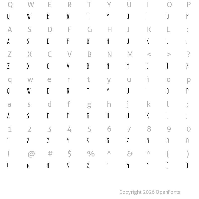 Character Map of Style Thief Regular