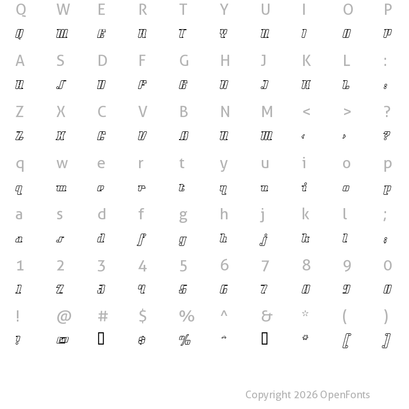 Character Map of StyleLiner Regular