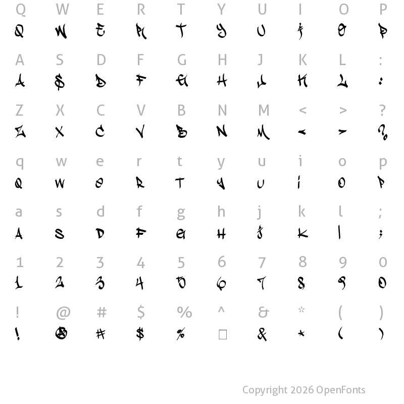 Character Map of Stylin' BRK Original