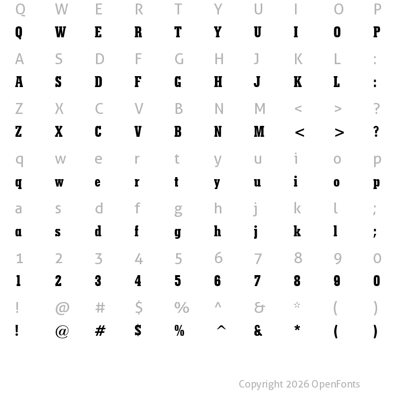 Character Map of Stymie XBd BT Condensed