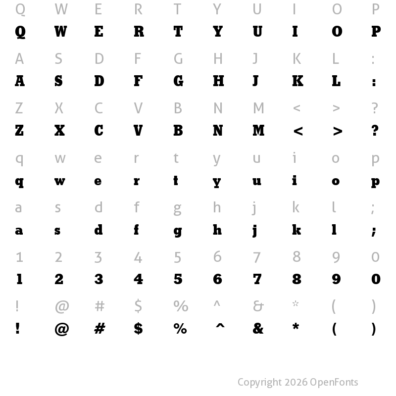 Character Map of Stymie XBd BT Regular