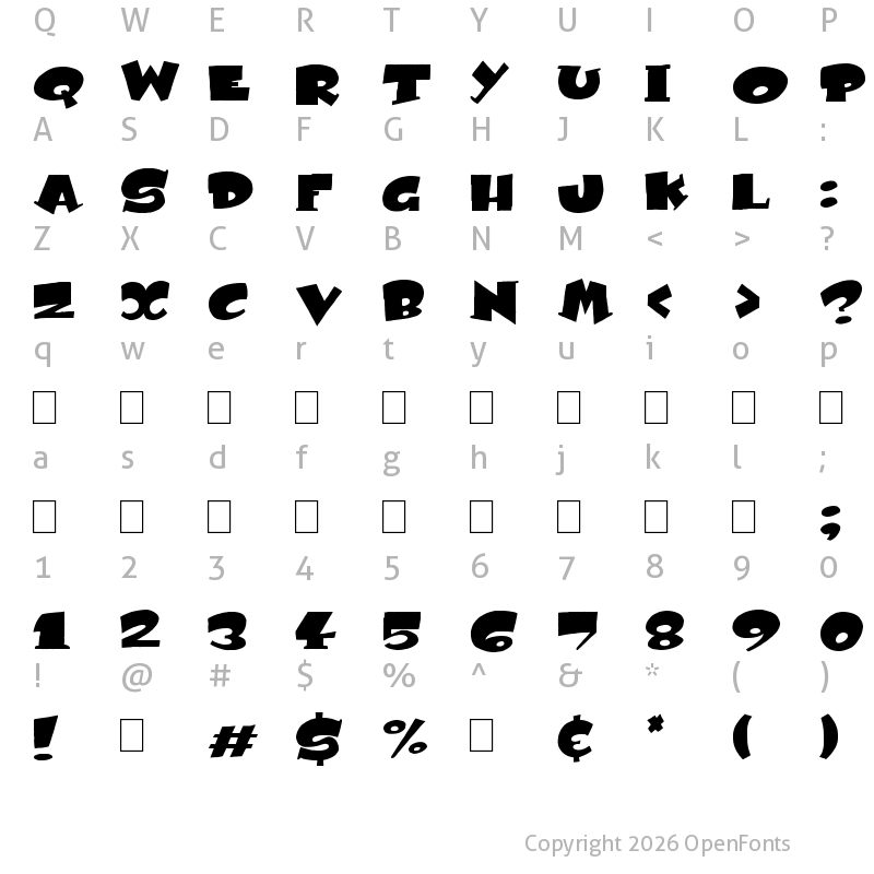 Character Map of Subito Black Regular