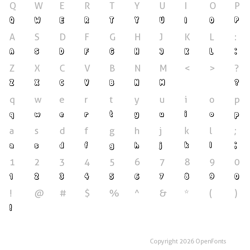 Character Map of Subscribe Shadow Regular