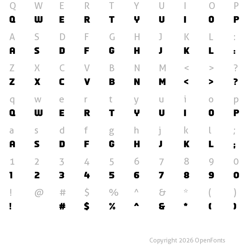 Character Map of Subwich Bold