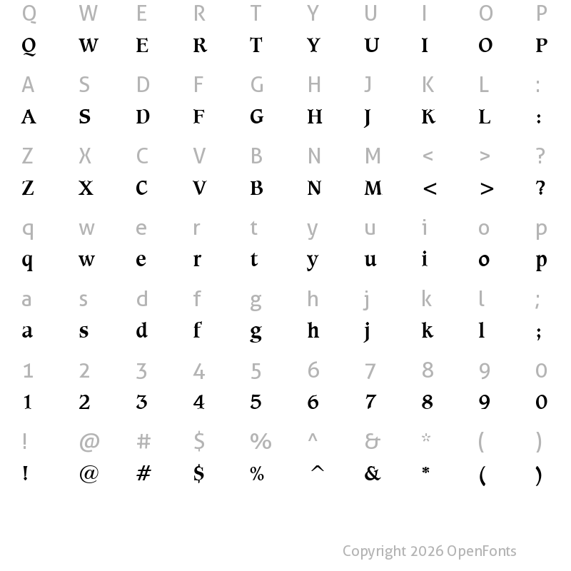Character Map of Sudbury Book Bold