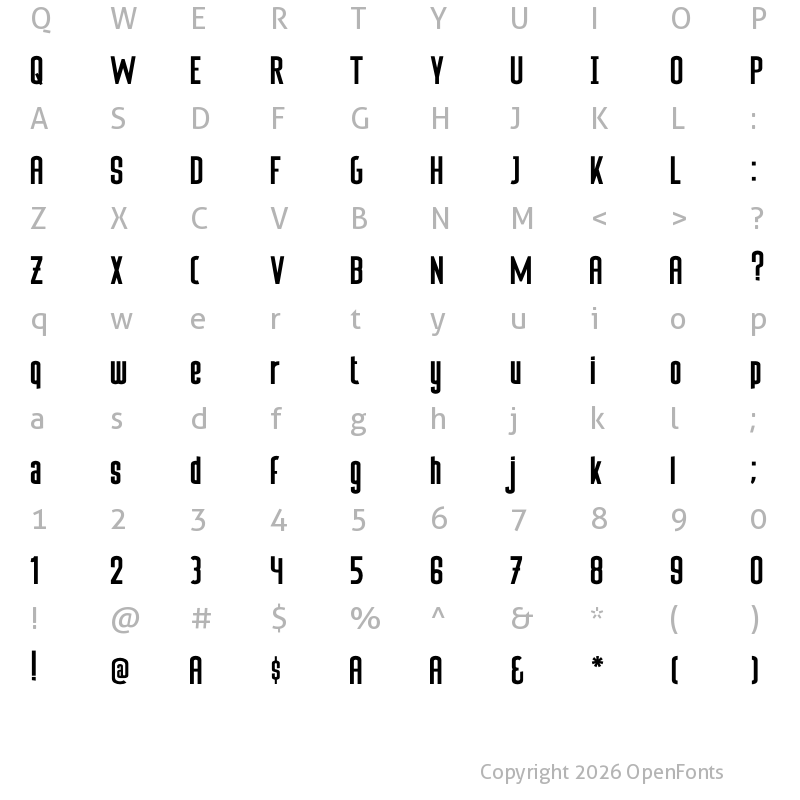 Character Map of Sufficit Regular