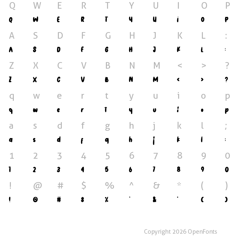 Character Map of Sugar Mill Regular