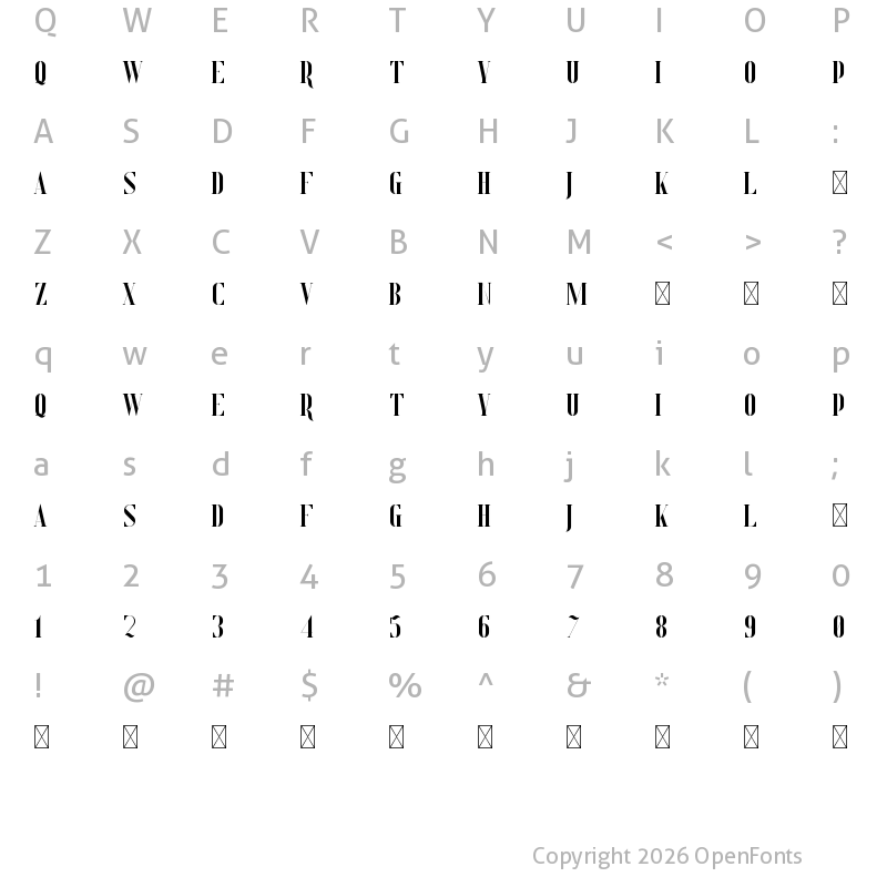 Character Map of Sugar Regular
