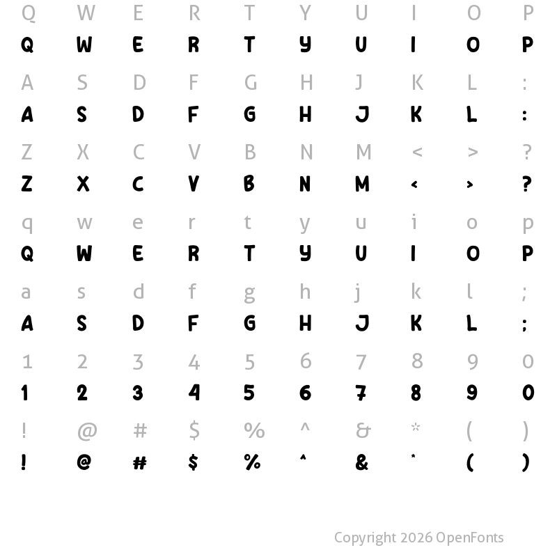 Character Map of Sugar Snow Regular