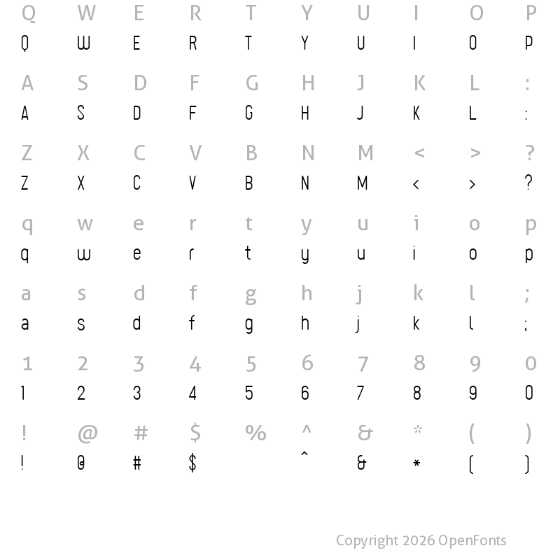 Character Map of Sugo UltraLight