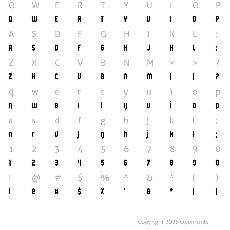 Character Map of Sui Coward Regular