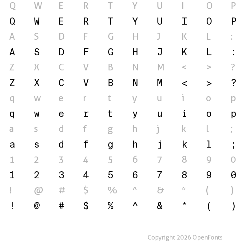 Character Map of Suisse Int'l Mono Regular
